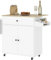 HOMCOM Isla de Cocina con ala Abatible Carrito de Cocina Mueble Auxiliar de Cocina con Ruedas 2 Puertas Cajón Especiero Toallero y Estante Ajustable 106x42x87 cm Blanco y Roble