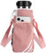 Linkidea Wasserflaschenträger mit Riemen, kompatibel mit Hydroflask Wide Mouth 567 g / 907 ml, Owala FreeSip 680 ml / 907 ml, Wasserflaschen-Tragetasche, Schultergurt mit Handytasche, Rosa