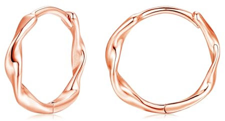 Loutade Ohrringe Rose Gold, 925 Sterling Silber Twisted Ohrringe Creolen, Hypoallergen Ohrringe Rose Gold Schlafen Knorpel Kreolen, Leicht Kleine Kreis Endless Huggie Ohrringe für Frauen Mädchen