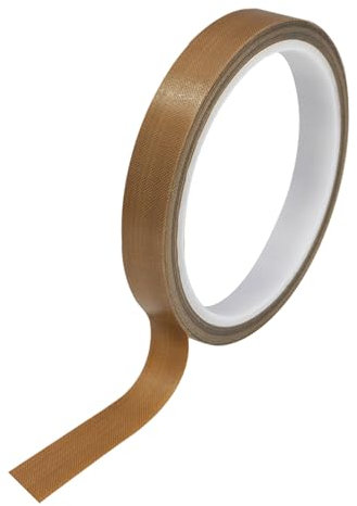 Misuyue 15mm Teflonband Gewindedichtband, Hitzebeständiges bis 300℃, Teflon Klebeband PTFE Glasgewebeband 10m/32.8ft für Vakuumiermaschine Impulsversiegeler (Braun)