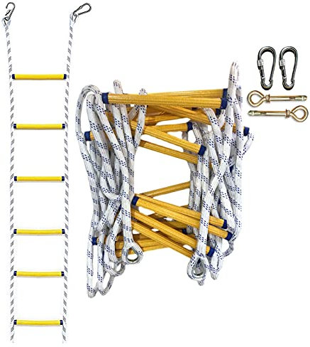 Emergency Fire Escape Ladder 12m Rope Ladder for Window and Balcony Tear Resistant Weight Capacity Up to 420KG