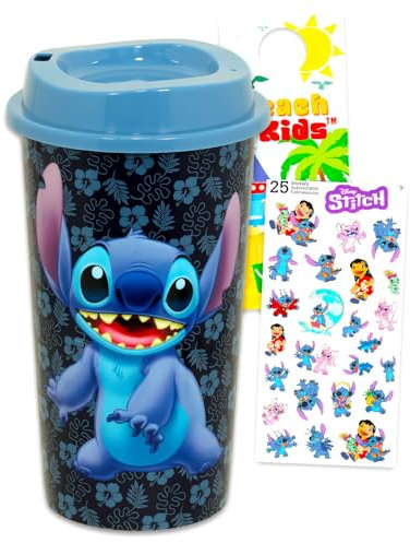 Disney Stitch – Ensemble de gobelets Lilo et Stitch de 591 ml avec couvercle, paille, autocollants, plus de verres Stitch pour enfants