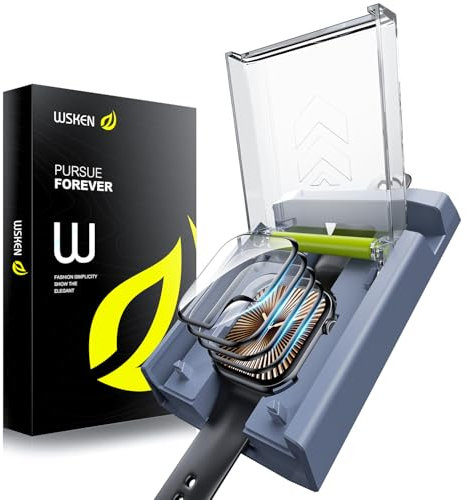 WSKEN Confezione da 4 pellicole protettive per Apple Watch Serie 9/8/7, 45 mm, confezione da 4, con allineamento automatico, 100% zero bolle, pellicola flessibile in TPU – senza vetro, copertura