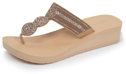 Isotoner Tongs femme à talon de 4cm ultra confortables, 37, beige