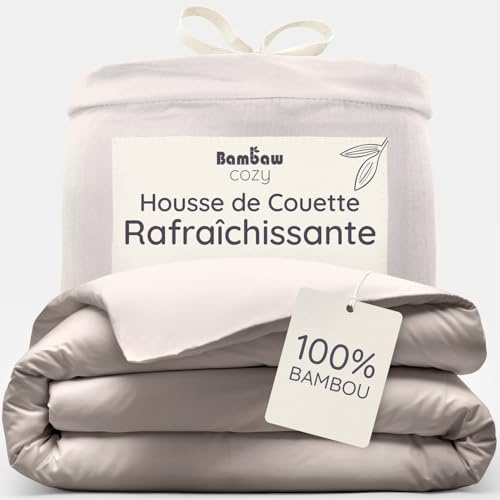 Bambaw King Size Bamboo Duvet Cover, 240x220 cm, Anti Allergy Bedding, Bamboo Sheets King Size, Mite-Resistant Cooling Sheet, Skin-Friendly Cold Sheets for Sleeping, Soft Summer Duvet Cover (Sand)