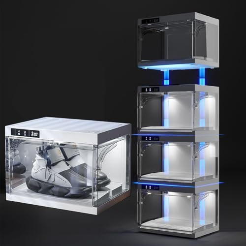 Schuh-Organizer, stapelbar, transparenter Kunststoff mit LED-Steuerung, für Sneaker-Display und Aufbewahrungskoffer