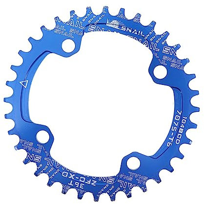 ZQINGQING Platos para Bicicletas Plato Ancho Redondo 104BCD 32T 34T 36T 38 Dientes bielas de Bicicleta 104 BCD Placa de Bicicleta monoplaca Plato Ovalado 32 MTB(36T,Blue)