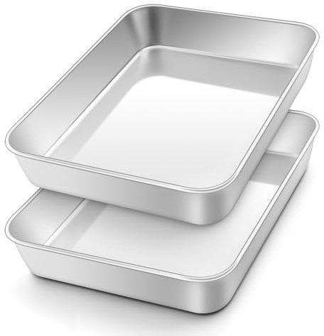 Onader Edelstahl Backblech 2er Set, Tiefes Auflaufform, 26,5x20,5x5cm | Klein Rechteckig Backform Ofenblech für Lasagne Brownie, Ungiftig & Gesund, Leicht Zu Reinigen & Spülmaschinenfest