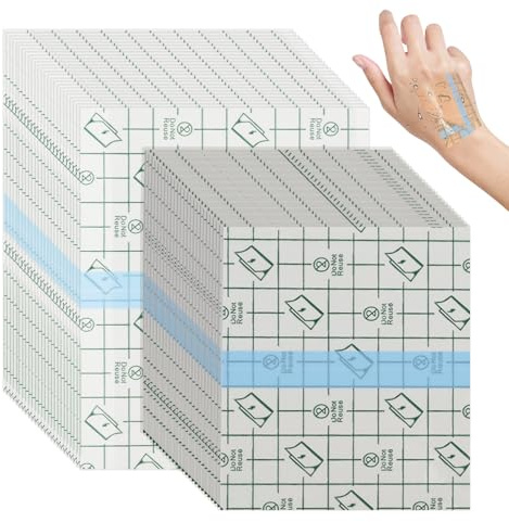50 Pezzi Cerotti Impermeabili Trasparenti -2 Dimensioni (15x12cm E 12x10cm) -Pellicola Protettiva Per Tatuaggi, Cicatrici Chirurgiche E Ferite Adesivo Medico Ipoallergenico,Respirabile Per Doccia E Sp