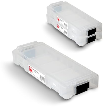 Maletín de surtido TOX L-BOXX Micro en juego, apilable y encajable con el sistema L-BOXX, divisible en 8 compartimentos, almacenamiento para tacos y tornillos, juego de 3 unidades, 094909144