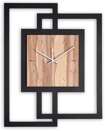 Kreative Feder Moderne Designer-Wanduhr aus Holz mit stilvollem Akzent aus Nussbaum-Furnier (Nussbaum, leises Quarzuhrwerk)