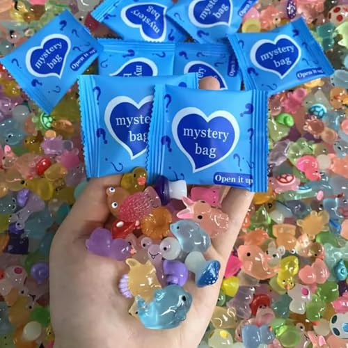 Mini Glow in The Dark Animal Resin Models, Resin Animals, Blind Bags, Individual Packaged Random Surprise Bags, Hide Small Luminous Figure, Random Design, Resins Animal Blind Bag (100PCS)