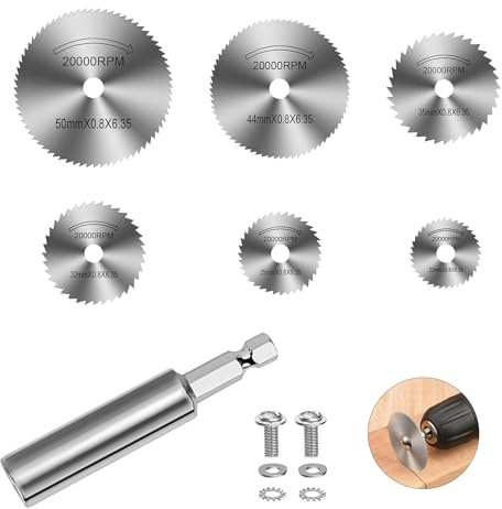 7 unidades de corte para taladro, hojas de sierra circular HSS de 60 mm con varilla hexagonal de 1/4, herramientas versátiles para corte de madera, plástico y metal flexible