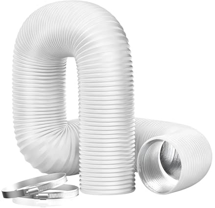 JOAASU Tumble Dryer Vent Hose, 4 Inch (100mm) x 10ft (3M) Flexible Aluminium PVC Vent Ducting Hose with 2 Clamps for Tumble Dryer, Cooker Hood, Bathroom Extractor Fan & Air Ventilation Systems (White)