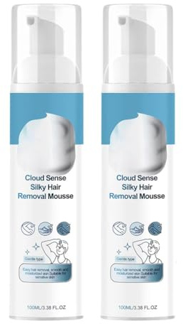 Cloud Sense Silky Hair Removal Mousse,Cloud Sense Haarentfernung Schaum,Glattes Haarentfernungsspray,Enthaarungscreme Intimbereich,Sanfte Haarentfernungs für Beine Arme Achseln Bikinizone (2, 100ML)