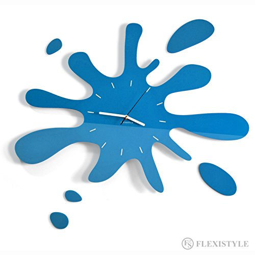 FLEXISTYLE Moderne wanduhr jugendzimmer Jungen Fleck blau 64cm, wanduhr Teenager, Made in EU, Z18k_5