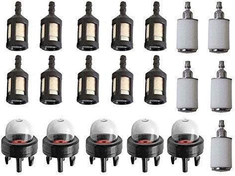 OxoxO 300780001 Primer Bulb with 530095646 Fuel Filter(White) ZF-1 Fuel Filter(Black) Compatible with Homelite Tecumseh Poulan Chainsaw String Trimmer