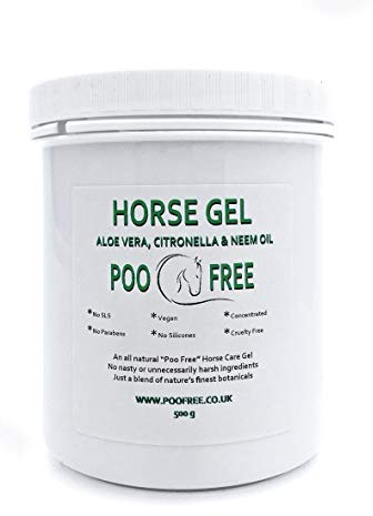 POO FREE - Gel for Horses - 99% Natural - Aloe Vera, Citronella, Neem. Cools and Moisturises, Soothes, Relieves Itchiness, Eliminates Smells. Beneficial for Dry, Damaged, Sensitive Skin. 450 g