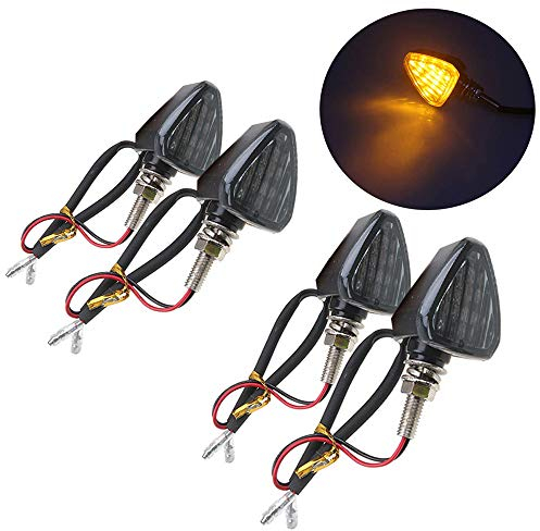 SFONIA 4pcs Motorrad Blinker Licht 12V 15LED Blinkerleuchten Motorrad Blinker Licht Wasserdicht Universal Scooter Quad Cruiser Off Road (Rauch)