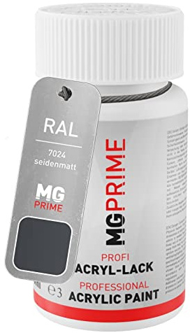 MG PRIME RAL 7024 Graphitgrau/Graphite grey seidenmatt Lackstift | Lackfläschchen mit Pinsel, 50 ml, schnelltrocknend