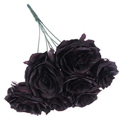 7-kopf schwarz künstliche rose langen stiel rote künstliche rosen echt aussehende rose einzigartige exquisite rose bouquet für party hochzeitsfest (ohne blätter)