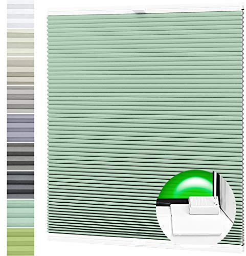 Wabenplissee Verdunklung Thermo Plissee Kleben Ohne Bohren Minzegrün Rückseite Weiß 65x210 cm