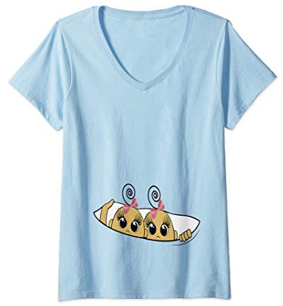 Femme jumeaux jumelle pour femme enceinte it's twins baby shower T-Shirt avec Col en V