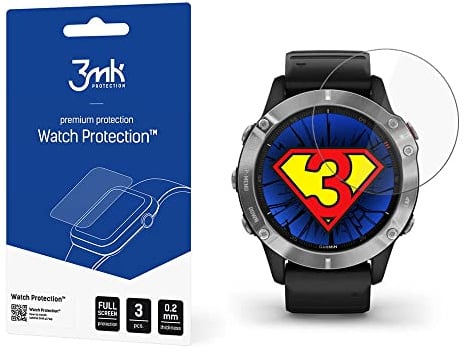 3MK 3 Stück Panzerglas für Garmin Fenix 5/6/6 Pro, 9H Härte Panzerglasfolie, Schutzglas Kompatibel mit Garmin Fenix 5 und 6 und 6 Pro, HybridGlass, Anti-Öl Anti-Fingerabdruck, Hartglas Anti-Kratzer