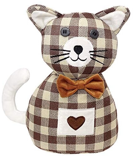 Lashuma Tür Halter Katze Braun Kariert, Türstopper Kaya, Schwerer Türsack Höhe: 26 cm