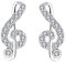 Belons Damen Ohrringe 925 Sterling Silber Zirkonia Musiknote Ohrringe Violinschlüssel Mädchen Ohrstecker Note Earrings