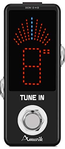 Amuzik Chromatic Guitar Tuner Pedal High Precision Tuner Pedal for Electric Guitar Bass LCD Display ± 1 Cent True Bypass