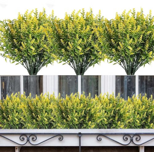 Boic 10 Bündel Kunstblumen Für Außen, Künstliche Blumen Lavendel, Künstliche Pflanzen Künstliche Lavendel Kunstblumen Deko Geeignet Für Zuhause, Büro, Bauernhaus, Bad, Küche, Garten -Gelb