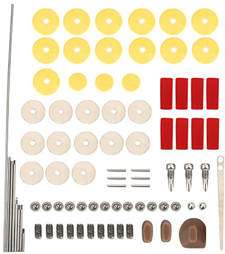 Flöte Ersatzteile, Praktische DIY Reparatur Wartungsset Flöte Pads Stiftschrauben Schrauben Dichtungen Set Musikinstrumententeile Zubehör für Flöte Spielzubehör