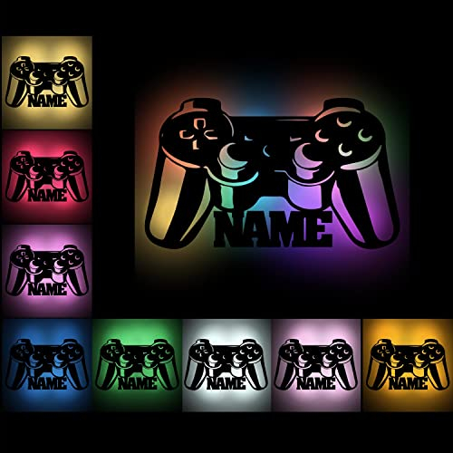 Namofactur Gaming Geschenke für Weinachten Gamer Wand Deko Farbwechsel Lampe Holz Licht Geschenkidee für Gaming-Fans Gamer-Tag I USB + Fernbedienung