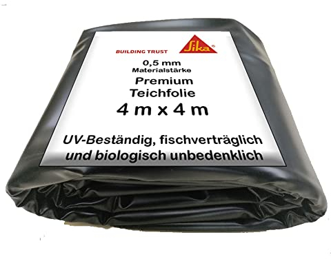PVC Teichfolie 4 m x 4 m Stärke 0,5mm schwarz Teich Gartenteich Teich Teichbau