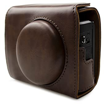 Rieibi G7X II G7X III Hülle - Vintage Leder Kameratasche für Canon PowerShot G7 X Mark II/G7 X Mark III DSLR Kamera - Schutzhülle mit Gurt, coffee, Kosmetikkoffer