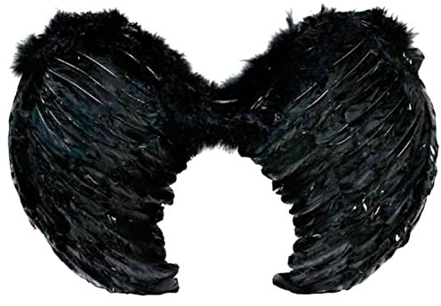 ACAN Alas con plumas y tirantes elásticos, complemento para disfraz de halloween, carnaval, cosplay, fiestas, navidad (Negro, 59 x 40 cm)