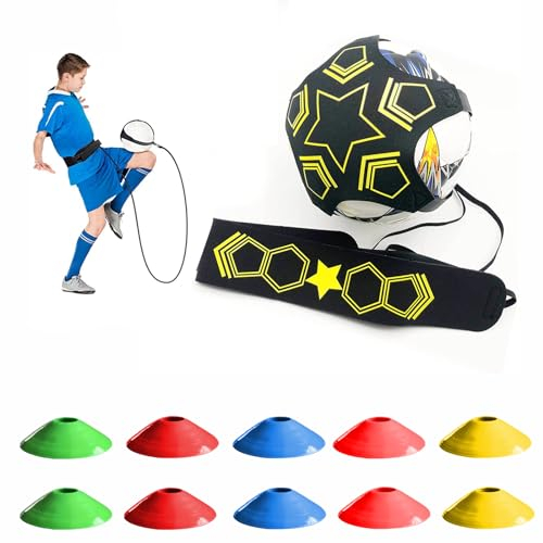 CGLRybO Fußball Trainingsset,Fußball Kick Trainer mit Markierungshütchen Set, Volleyball, Fußball Trainingshilfen, Volleyball und Fußball Trainingszubehör für Kinder, Anfänger und Erwachsene
