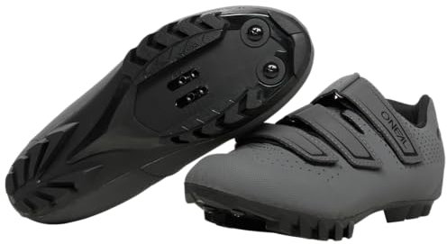O'NEAL | Mountainbike-Schuhe | Cross-Country, Gravel MTB | Verstellbarer, sicherer Verschluss mit 3 Klettverschlussriemen | CROSS 2 SPD Shoe | Erwachsene | Grau Schwarz | Größe 37