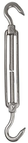 Edelstahl Spannschloss Spannschraube Ø 4mm - M4 - beidseitigen Haken - V2A - Seilspanner Segelspanner für Drahtseil - 10-14cm lang Wantenspanner Bruchlast 100 kg