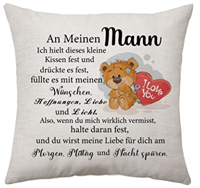 Aconesong Mann Geschenk Ehemann Kissenbezug Geschenke für Mann und Frau - Valentinstag, Hochzeit, Weihnachten - Zubehör für Kissenbezüge 45 x 45 cm
