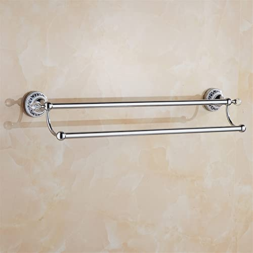 TRFAN Handtuchhalter, Badezimmer-Handtuchhalter, europäischer Stil, Hotel-/Hausbadezimmer-Aufbewahrungs-Handtuchhalter, Kristall-Silber-Badetuchhalter, Aufbewahrungsregal, antike Badezimmer-Hardware,
