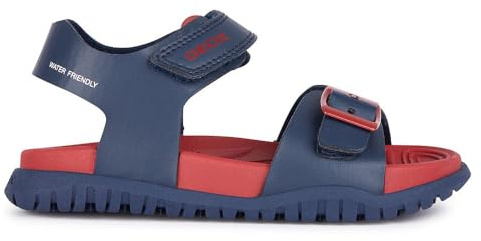 Geox Boys J Fusbetto Bo Sandal, Navy Red, 1 UK