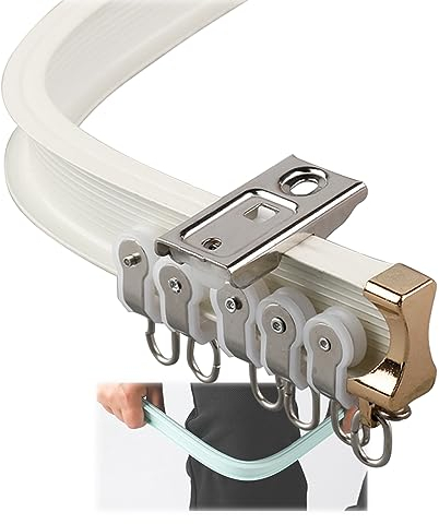 V3VOGUE Biegbare Vorhangschiene Gardinenstange Gardinenschiene, Decken- Oder Wandmontage Gardinen Schienensystem, Gebogene Schiene Für L-förmige U-förmige Erkerfenster, Raumteiler-Duschschienen