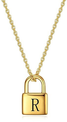 YAHOYA Clip Lock Necklace Personalized Lock Necklace Engraved Padlock Initial Necklace Minimalist Lock Necklaces Gift for Her