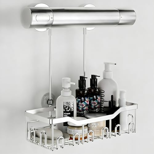 JOLY FANG Duschablage zum Hängen, Duschregal zum Aufhängen, Duscharmatur Duschkorb Ohne Bohren, Shampoo Halterung für Dusche Mischbatterie (Silber)