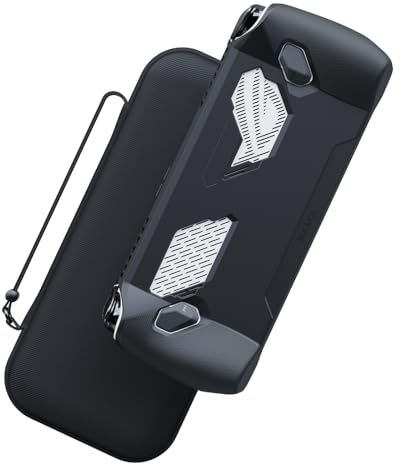 Skull & Co. GripCase Ally Bundle for ROG Ally: A Soft Protective Case with Textured Grips Full Protection and Stand, Shock-Absorption Non-Slip and Anti-Scratch Cover Design (with Carrying Case)- Black