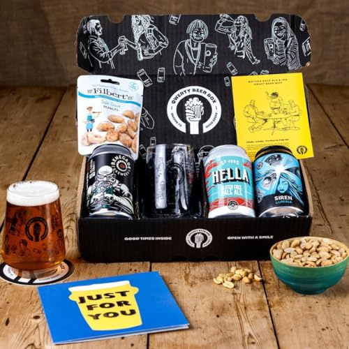 Beer Gift Hamper - 3x330ml Craft Beer Cans Including IPA and other Pale Ales, Bespoke Branded Glass and Delicious Mr.Filberts Snack, Craft Pale Ale Hamper