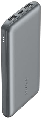 Belkin Batterie Externe USB-C 20000mAh (Power Bank Puissance de 20K, entrée et Sortie USB-C, 2 Ports USB-A, câble USB-C vers USB-A fourni, pour iPhone, Galaxy, Pixel, iPad, AirPods) - Gris sidéral