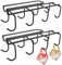 2 Pcs Shelf Cup Holder, Cup Holder Under Cabinet with 8 Hooks, Under Cupboard Mug Holders for Coffee Shop Bar Kitchen, Black